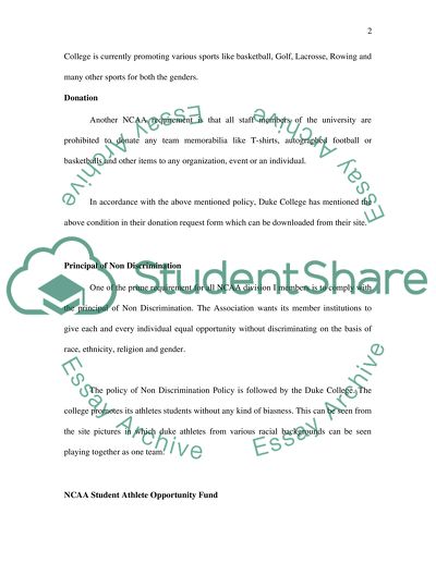 NCAA Principles of Conduct and Divisional Philosophy