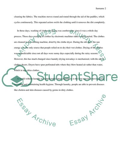 Laundry in Asia and Cleanliness as the First Step in Achieving Good Sanitation