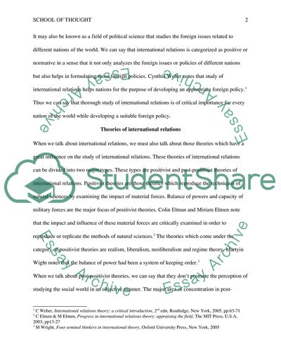 Schools of Thoughts in International Relation Theory