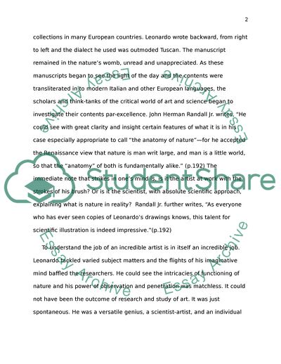 The Art of the Renaissance of Da Vinci