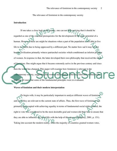 The Relevance of Feminism in the Contemporary Society