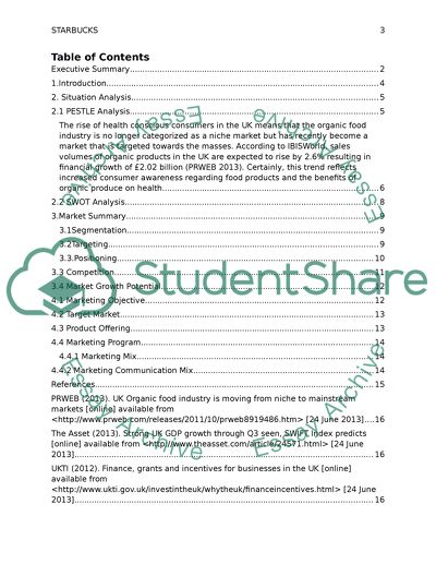 The Launch of a New Line of Organic Products for Starbucks UK