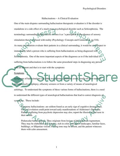 Psychological Disorders and Hallucinations