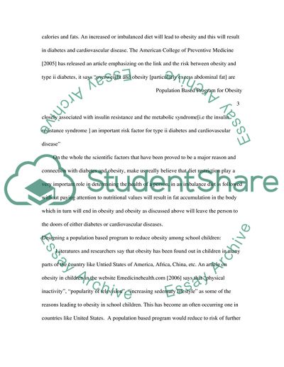 Designing a Population Based Program to reduced Obesity among School Children