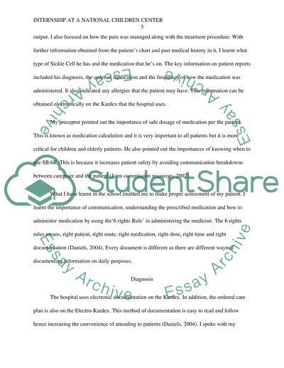 Internship at children national centerye