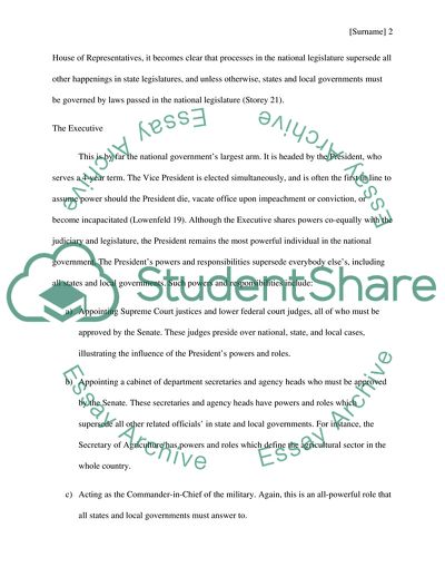 What Role should the National Government Have within the Federal System