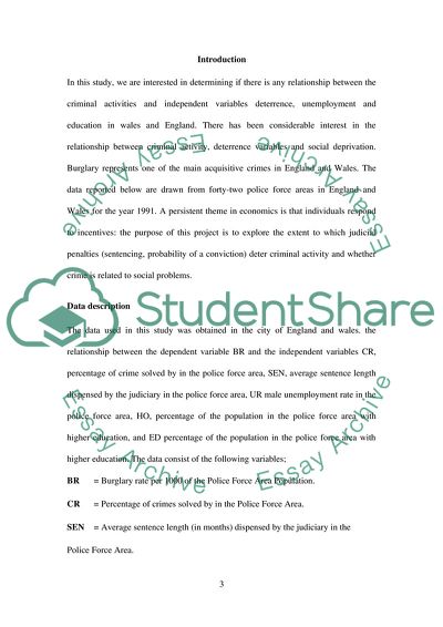 The Relationship between Criminal Activity, Deterrence, Unemployment and Education in England