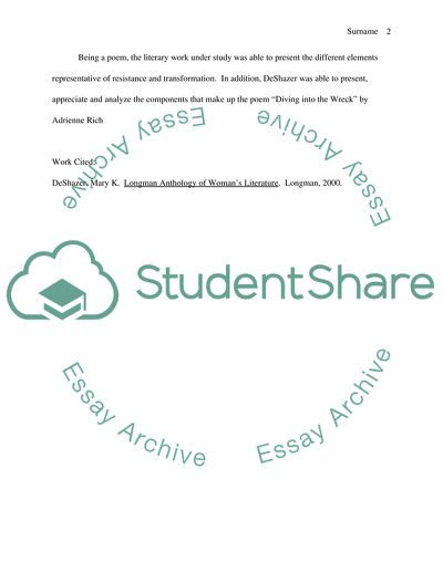 Diving into the Wreck by Adrienne Rich