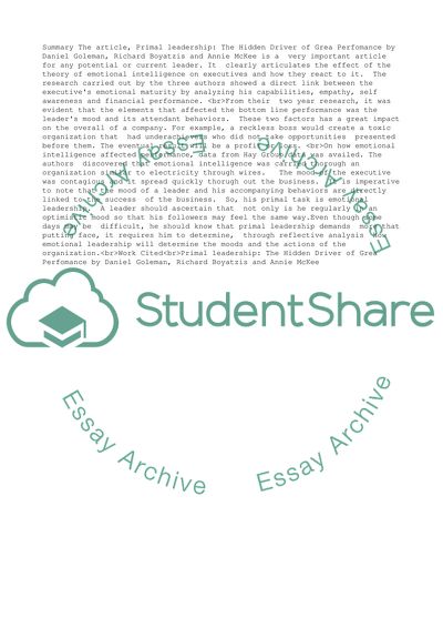 Primal Leadership The Hidden Driver of Great Performance