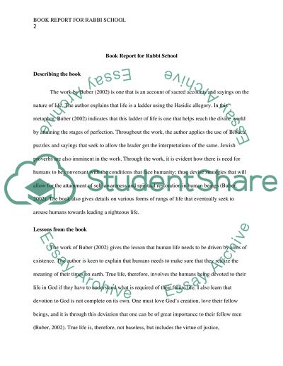 Book Reports for Rabbi School