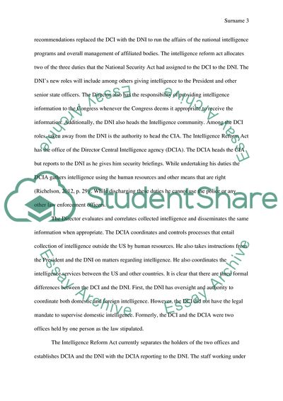 Comparison between the Director of National Intelligence and Director of Central Intelligence