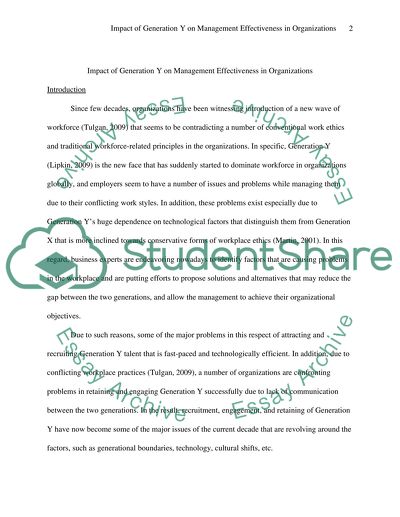 The Challenges of Managing Generation Y in the workforce