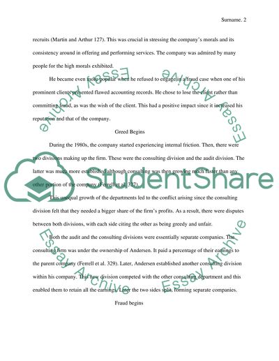 Lessons Learned from the Arthur Anderson Scandal