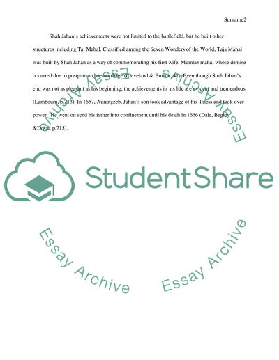 Shah Jahans Achievements