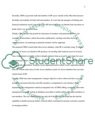 How Can a CRM Help the International Institute of Finance to Facilitate Its Strategy