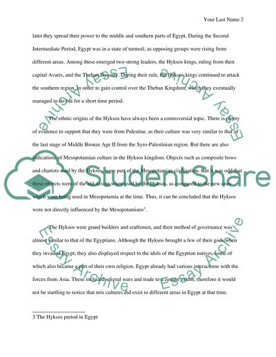 Rise and Fall of the Hyksos in the Egyptian Civilization