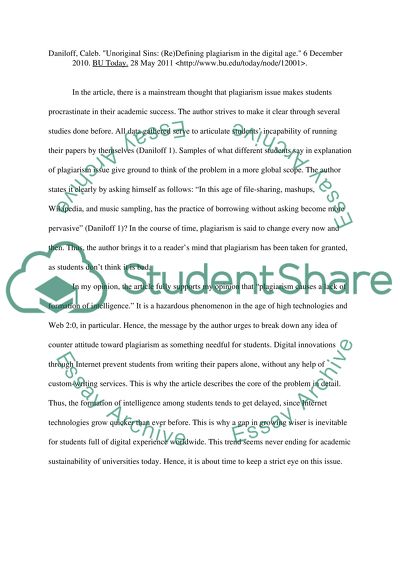 Defining plagiarism in the digital age