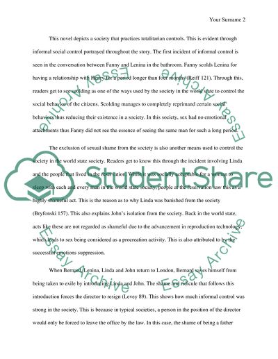 Totalitarian controls in Brave New World