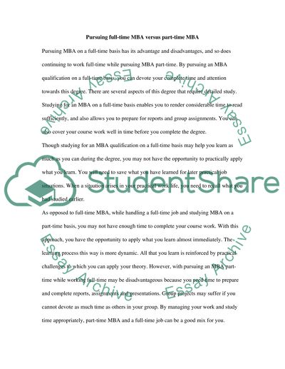 Pursuing Full-Time MBA versus Part-Time MBA