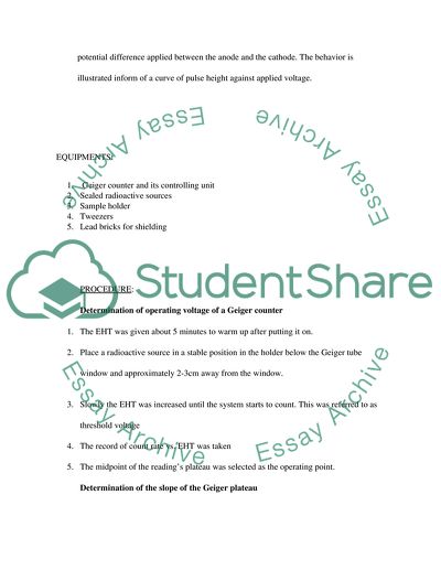 Lab report Geiger counter and its control unit