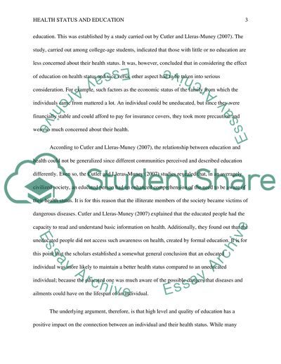 Relationship between education and health status