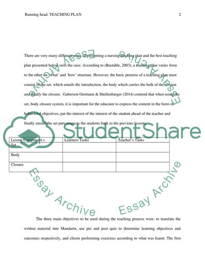 Presenting a Nursing Teaching Plan