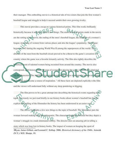 Film analysis on the film a league of their own