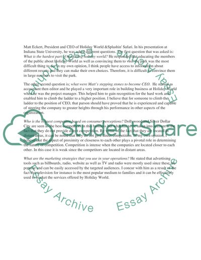 Questions Asked during the Presentation of Matt Eckert at Indiana State University