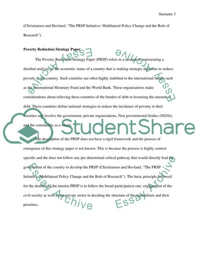 The use of IFI replacing PRSP