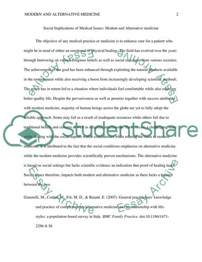 Social Implications of Medical Issues - Modern and Alternative Medicine