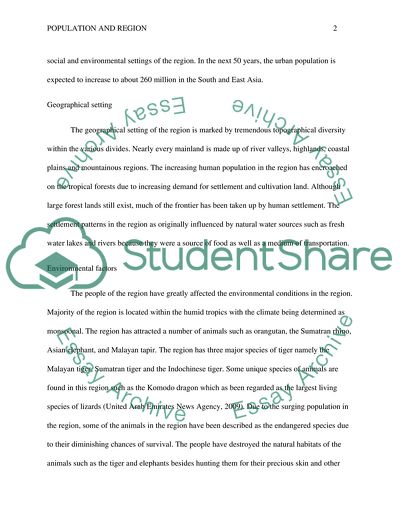 Population And Region of South and East Asia