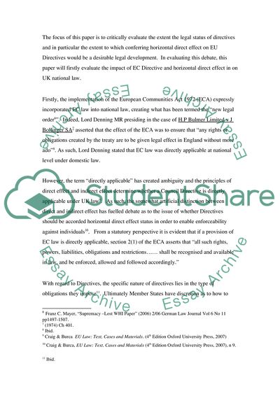 Horizontal DIrect Effect to European Union