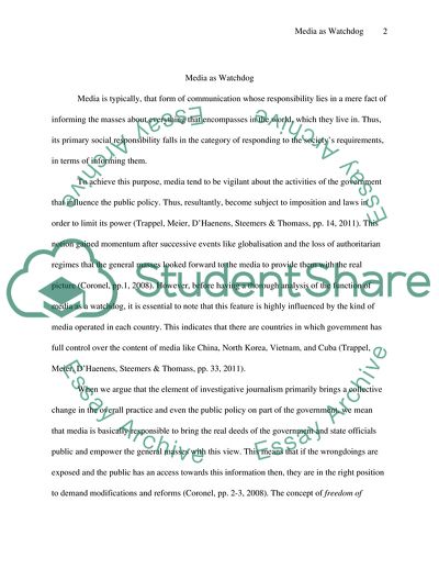 Media Is a Form of Communication Such as Watchdog