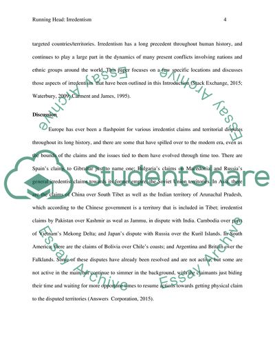 Irredentism on a Few Specific Locations