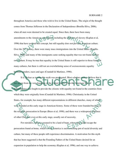 Historical Societal Myths: The Land of Equal Opportunity