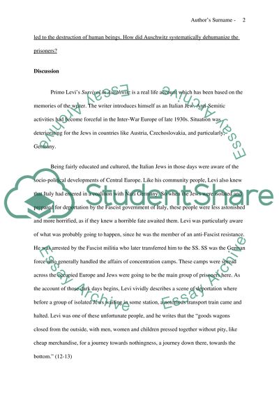 According to Primo Levis Survival in Auschwitz, how did Auschwitz systematically dehumanize the prisoners