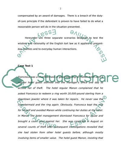 British Tort Law: 3 Test Cases