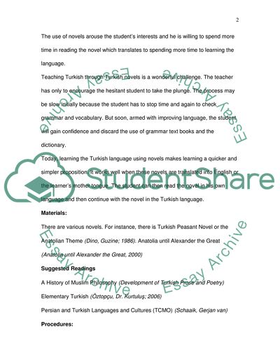 Teaching Turkish through Turkish novels