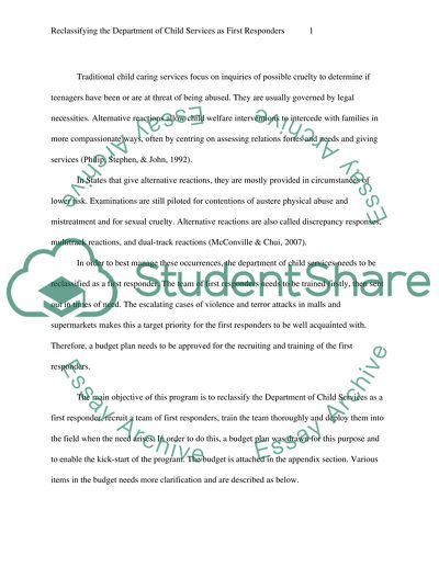 Proposal - Reclassifying Department of Child Services Investigators as First Responders