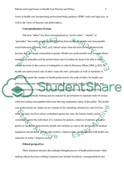 Ethical and Legal Issues in Healthcare Practice and Policy