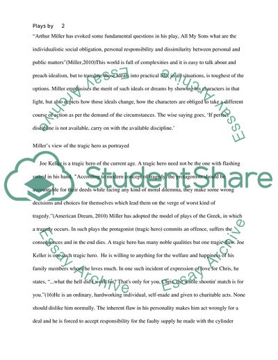 All My Sons - Millers Version of the American Dream