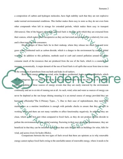 Renewable Energy versus Fossil Fuel