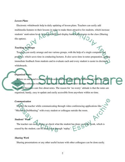 Benefits of using electronic whiteboards as a teaching aid