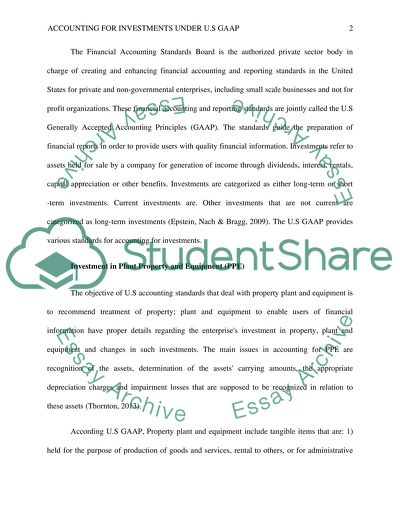 Accounting for Investments under U.S GAAP
