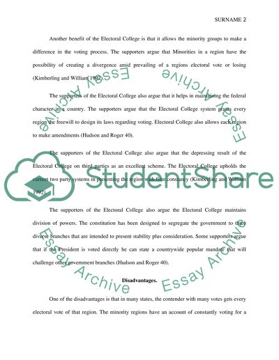 Discuss the advantages and disadvantages of the Electoral College