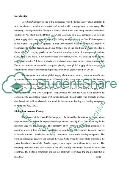 Global Supply Chain Management: Coca Cola