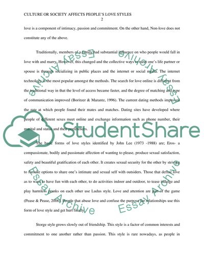 Culture Or Society Affects Peoples Love Styles