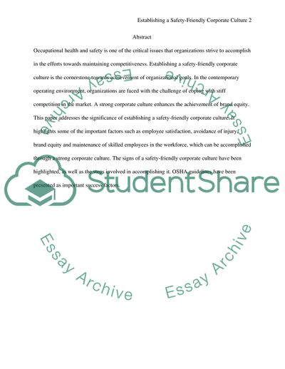 Establishing a Safety-Friendly Corporate Culture