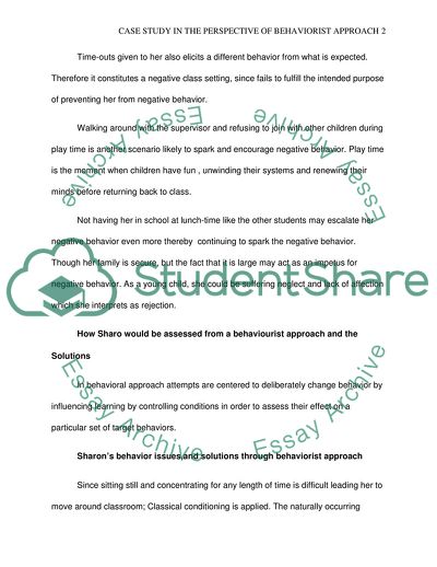 Sharons Behavior Issues, and Solutions through Behaviorist Approach