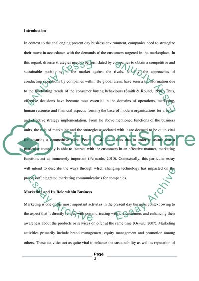 Changing Technology and Integrated Marketing Communications